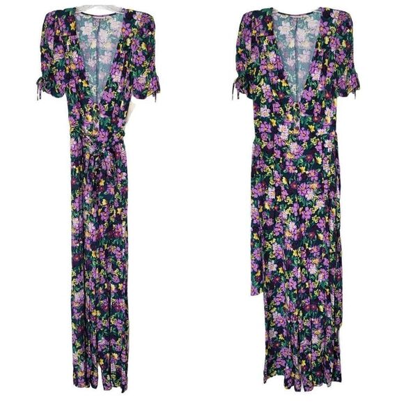 Kate Hudson Happy x Nature First Crush Floral Purple Jumpsuit Size 4 - Picture 2 of 12